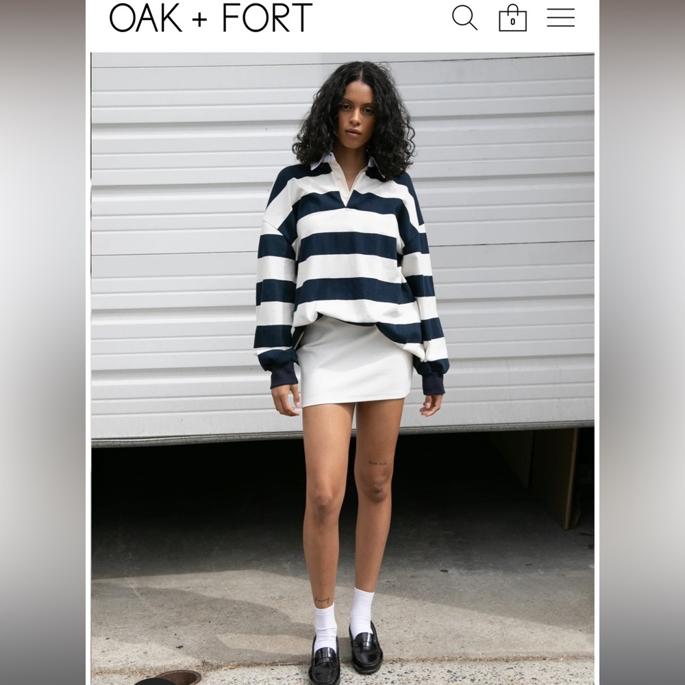 NWT Oak + Fort women’s oversized striped rugby shirt